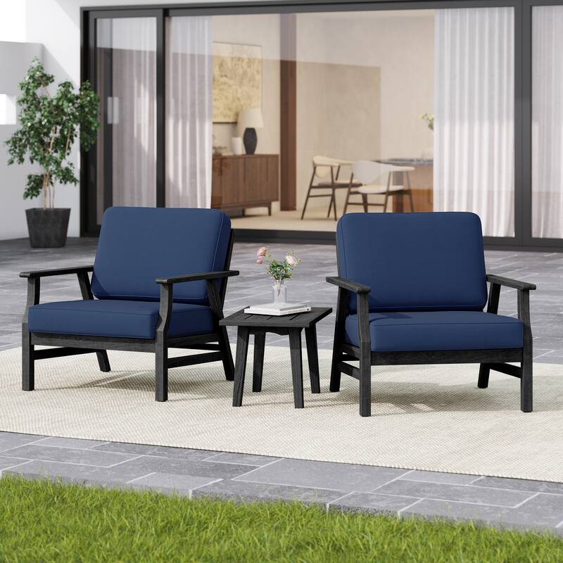 3-piece Cushioned Outdoor Club Chiars With Side Table
