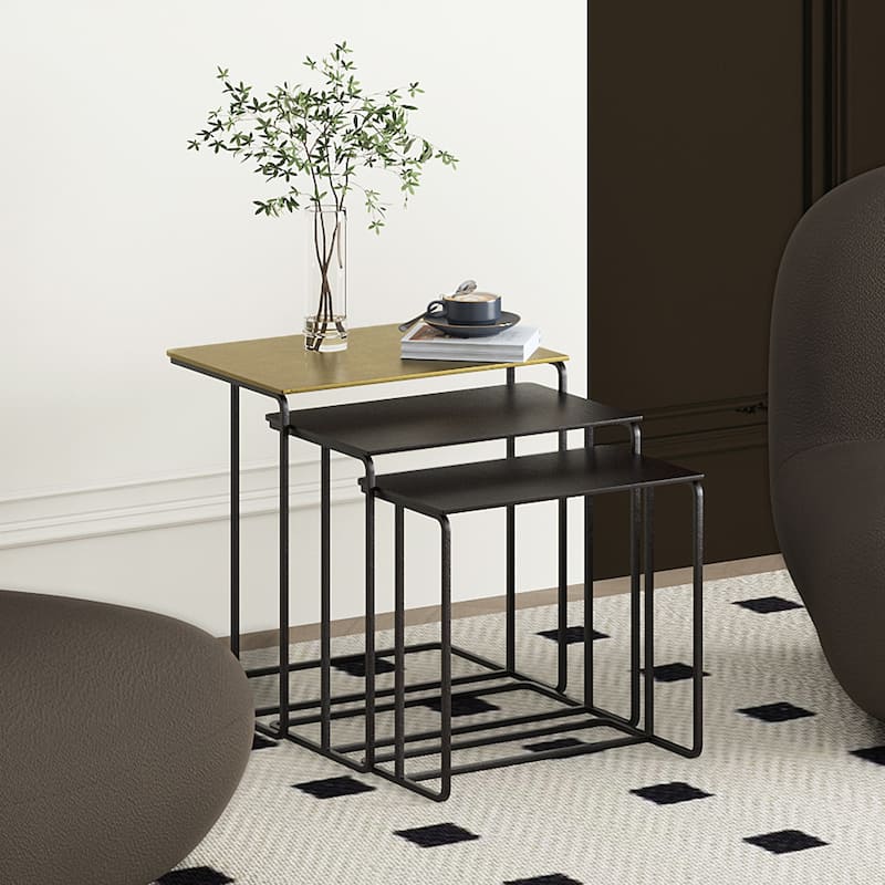 Industrial Chic Cast Aluminum 3Pc Accent Table Set