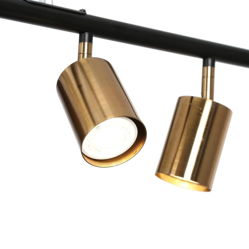 Modern 5-Light Black Gold Chandelier Metal Linear Island Lights for Dining Room - 28.5" L x 6" W x 6" H