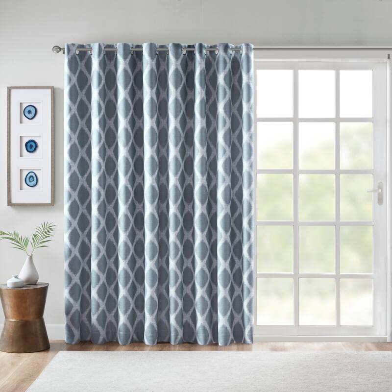 SunSmart Kagen Printed Ikat Blackout Patio Curtain - 100x84" - Navy