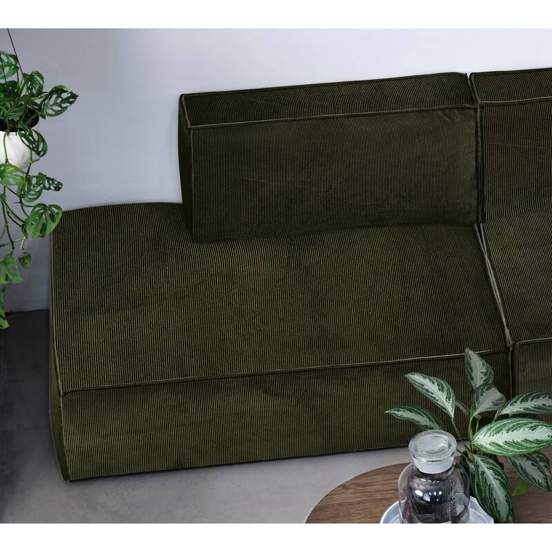 Rye Studio Deep Seat Modular Open End Chaise - Olive Green Corduroy - Left End