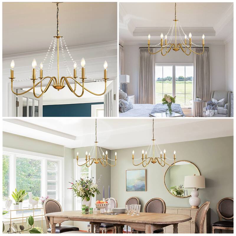 Modern Farmhourse 6-Lights Classic Chandelier with Crystal Accents