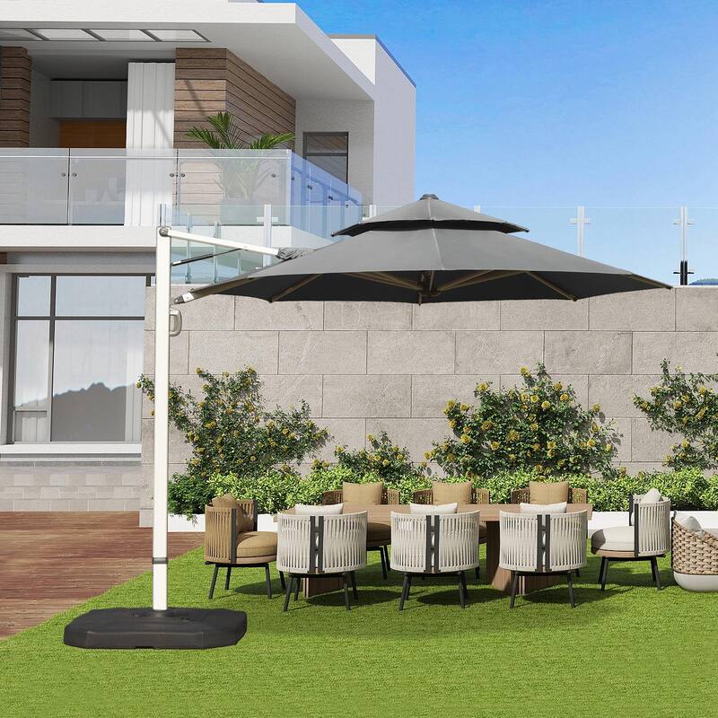 Aluminum Patio Umbrella - 360° Rotation, Hydraulic Lift