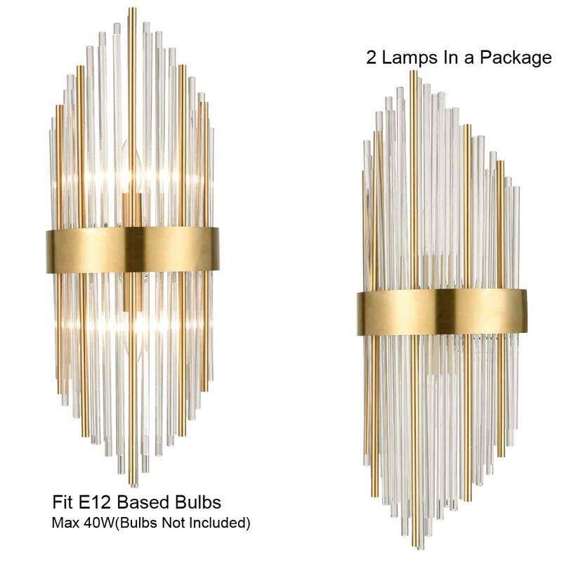 Peruggia Modern Flute Shape Glass Wall Sconces 2-Pack Wall Sconce Lighting - Brass
