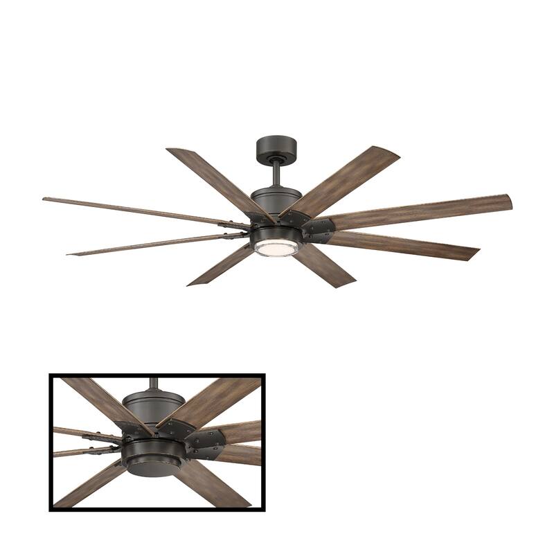 Renegade Indoor and Outdoor 8-Blade Smart Ceiling Fan 52in with 3000K LED Light Kit and Remote Control with Wall Cradle - 52