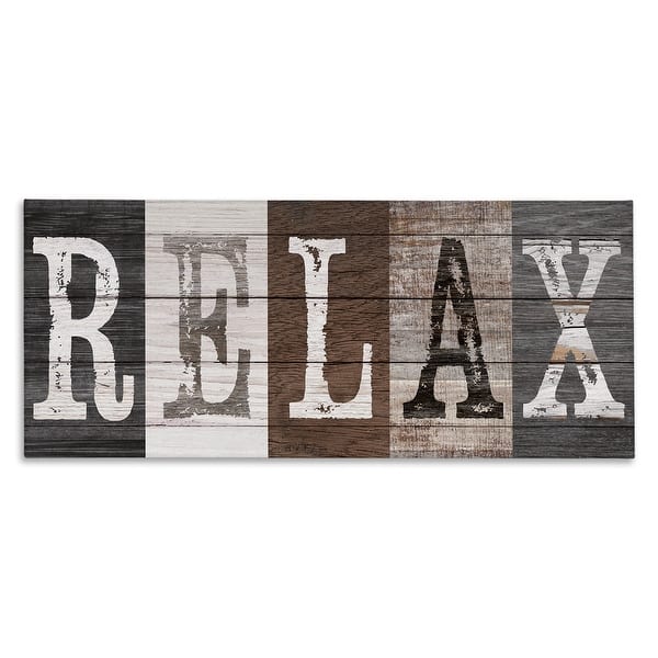 Stupell Rustic Bathroom Relax Letters Canvas Wall Art Design By Susan ...