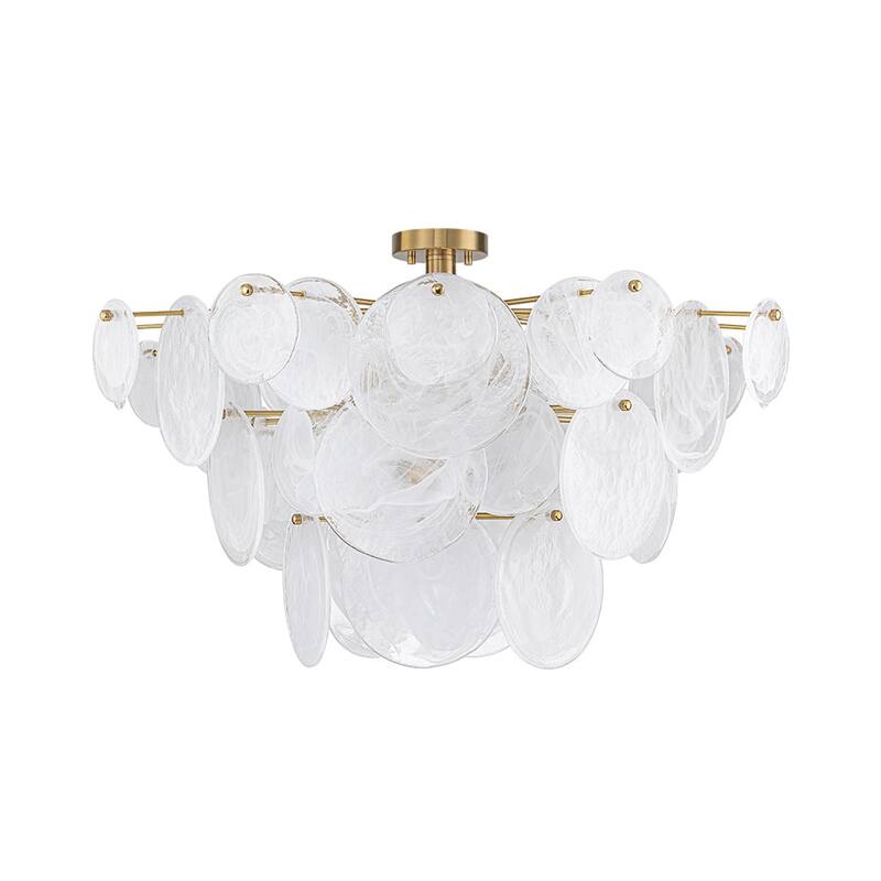 Contemporary Glam Tiered Cloud Glass Discs Semi-flush Mount