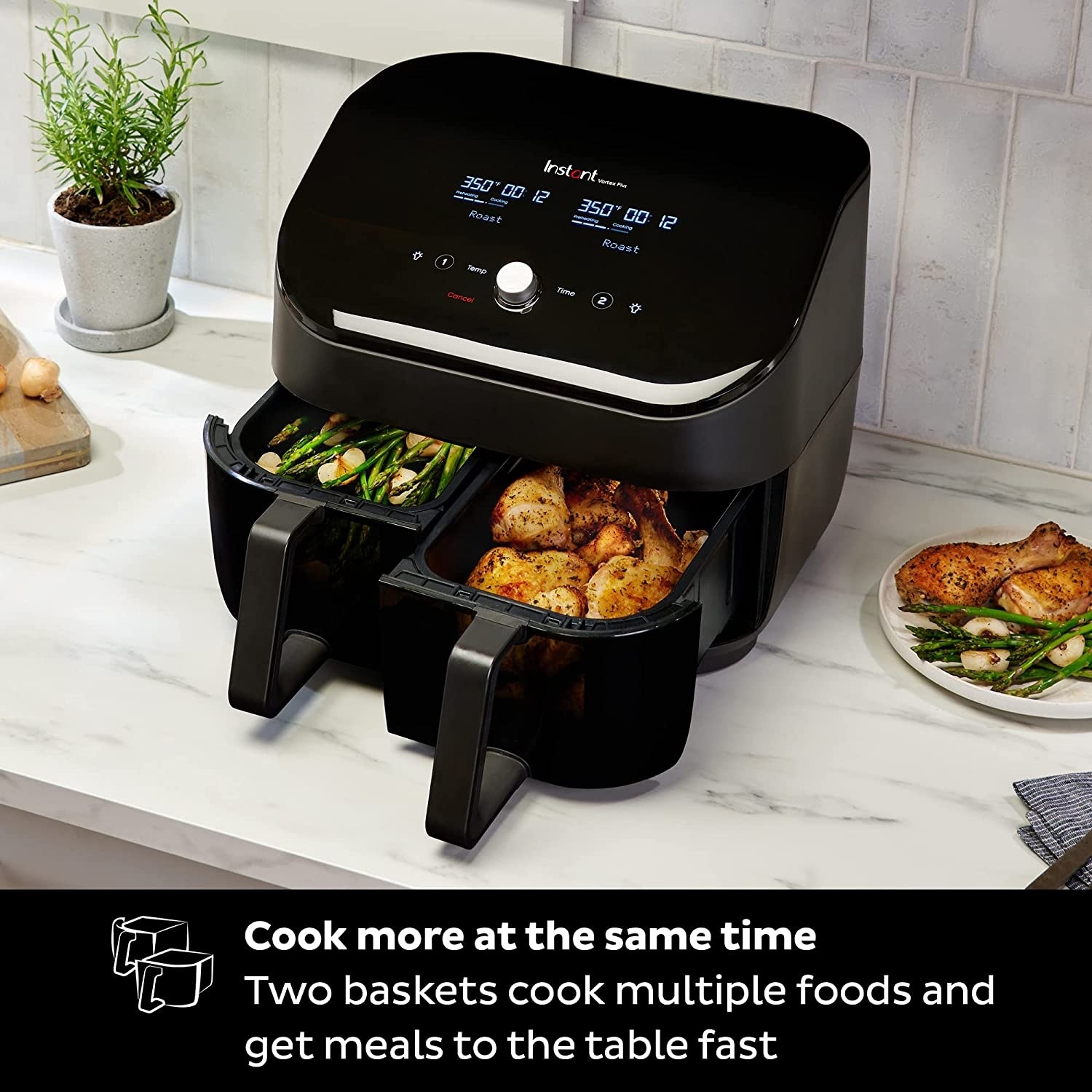 Instant Vortex Plus XL Dual Basket Air Fryer Oven 8 Quart Bed