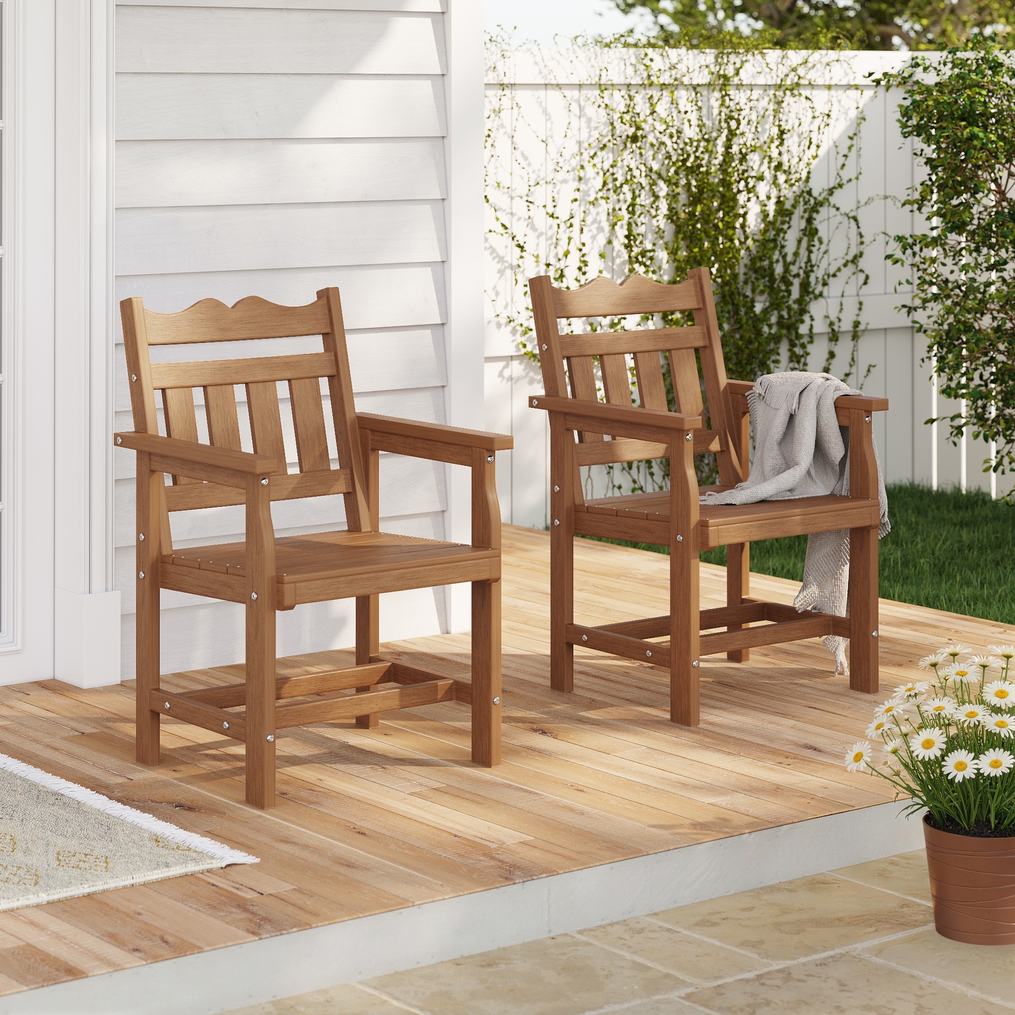 BONOSUKI HIPS All-weather Outdoor Dining Chairs with 304 Hardware (Set of 2)