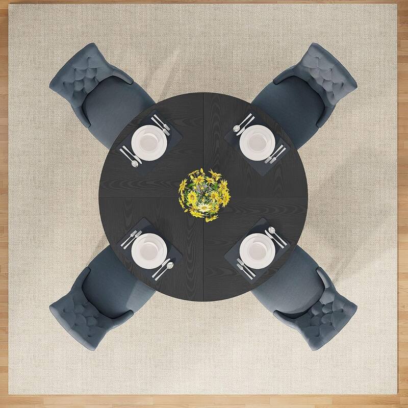 47" Round Dining Table, Wood Top Kitchen Table for Dining/Living Room