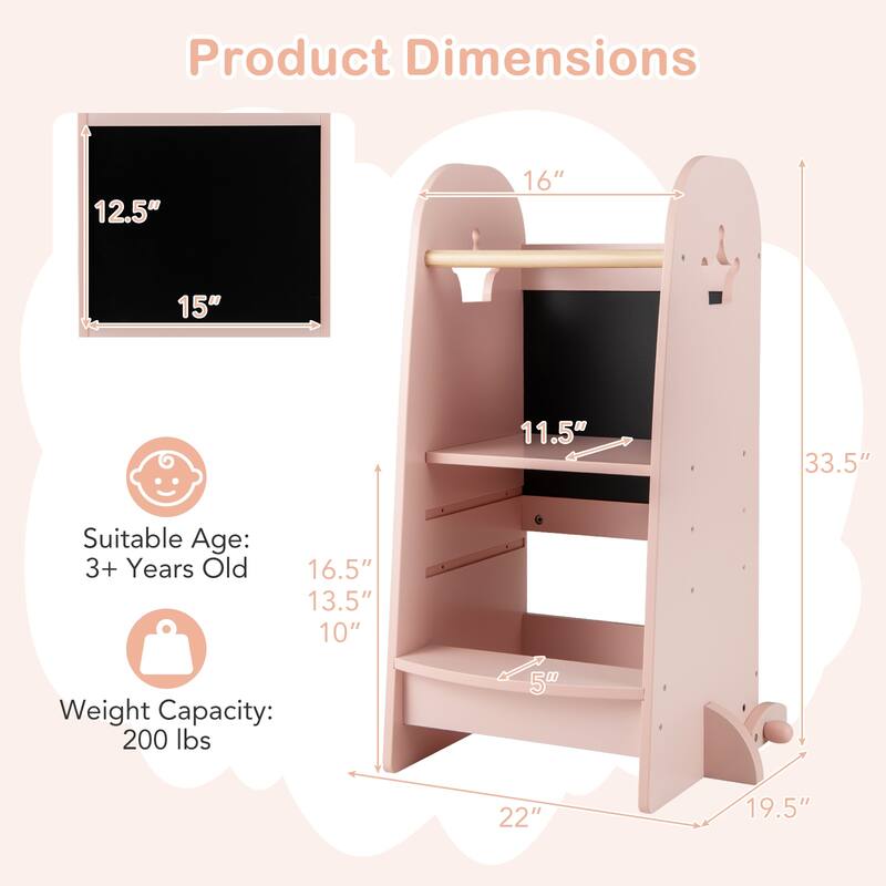 Gymax Multi-purpose Kids Kitchen Tower Children Standing Tower Kids