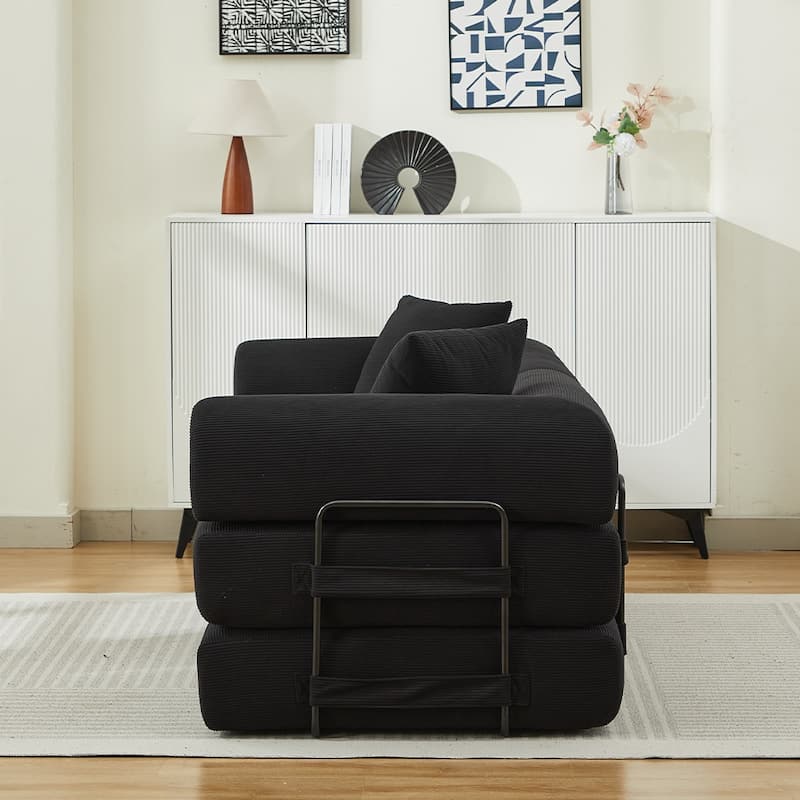 Folding Upholstered Sofa Bed, 78.5" Convertible Sleeper Sofa Bed with 2 Pillows, Fold Out Loveseat Couch, Futon Couch