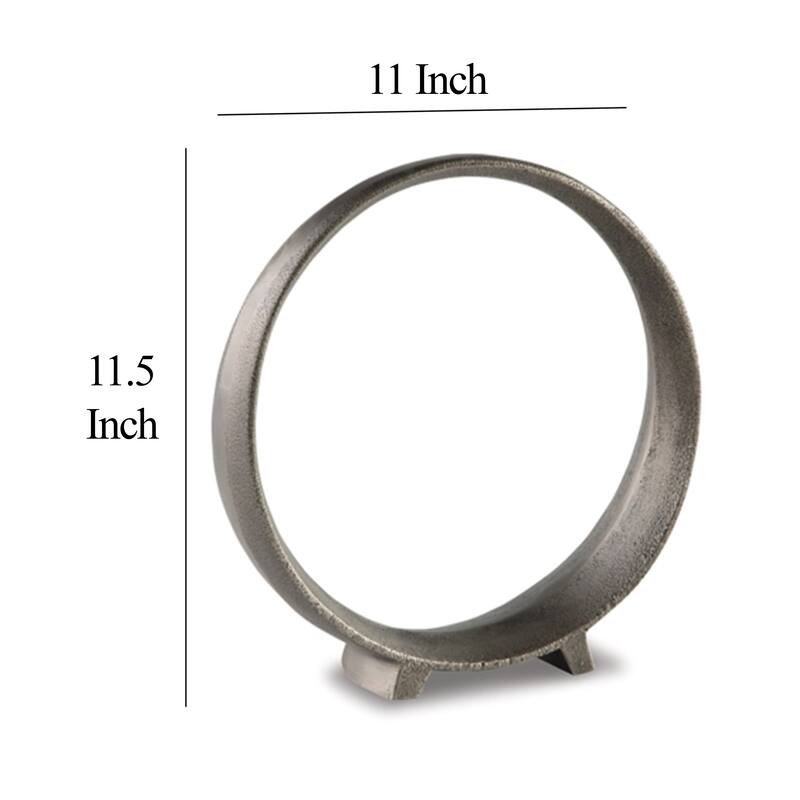 Dalie Sculpture, Round Metal Accent Tabletop Size, 12 Inch, Silver