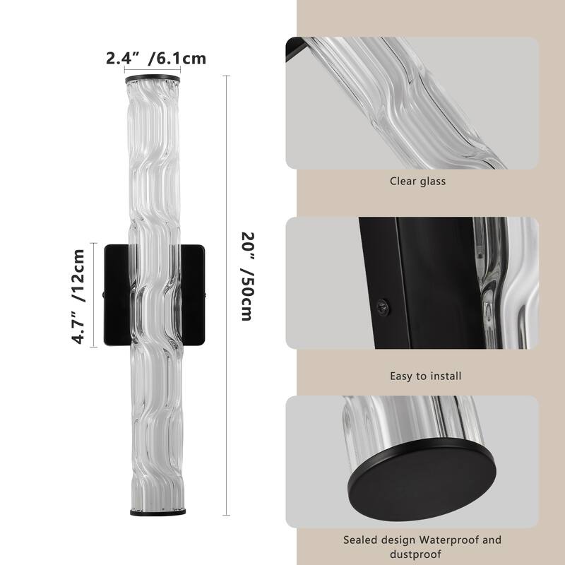 19.7-Inch Modern Black Wall Sconce Set of 2