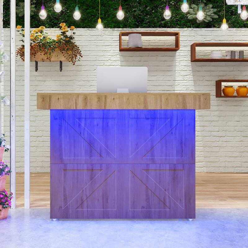 Modern 55 Inch Reception Desk Front Desk with Light