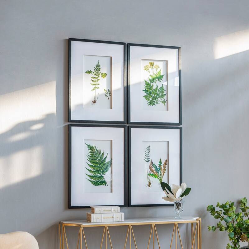 Set of 4 Botanical Black And White Fern Wall Art