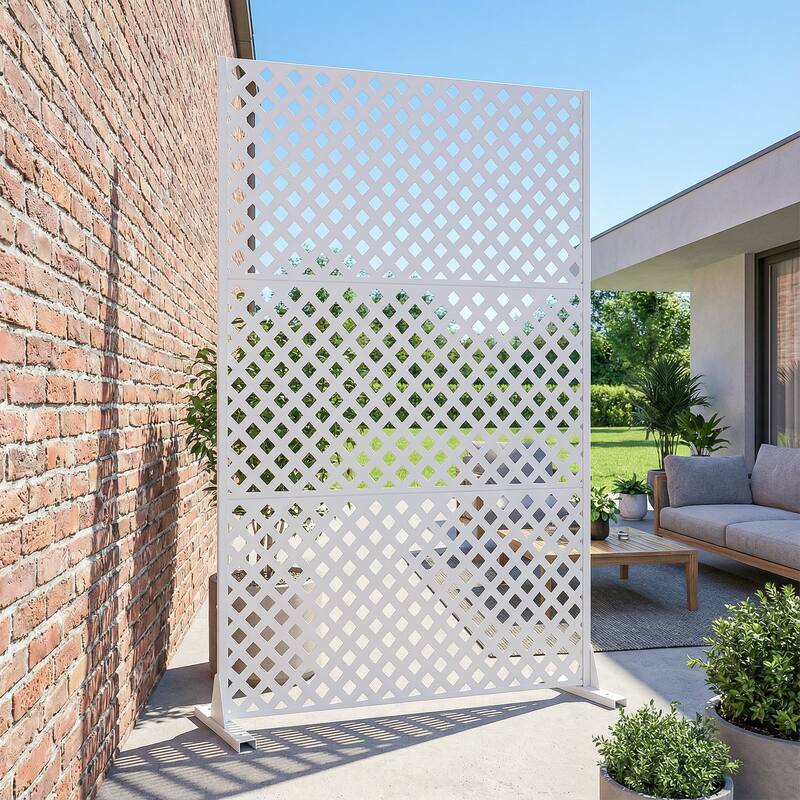 Outdoor Rectangle Privacy Screens Metal Screen Fence Panel - White - 72"x47"