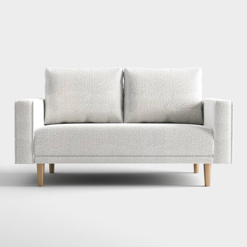 Furniture of America Isidora Contemporary Boucle Sofa Set with Back Pillows and Wooden Legs, 2-Piece or 3-Piece Options