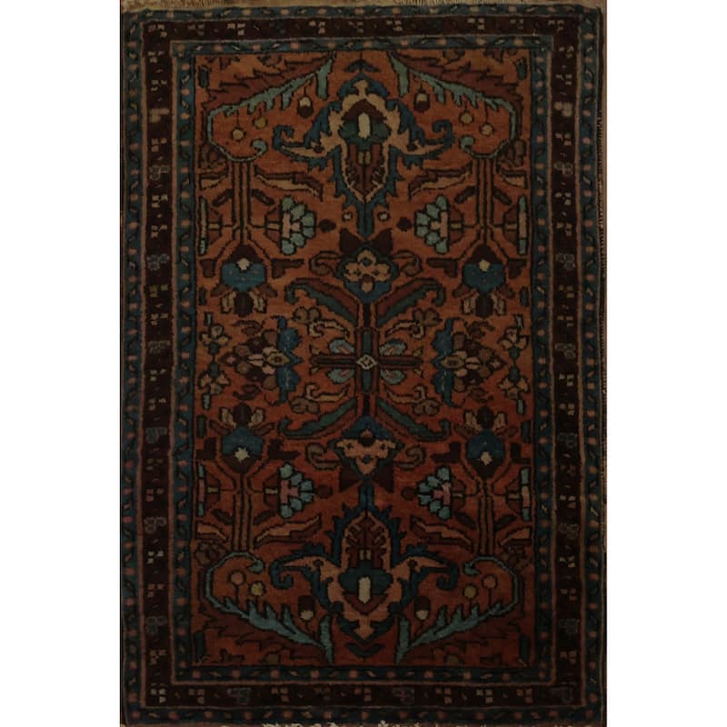 Hand Knotted Oriental 100% Wool Carpet Tribal Oranges & Rust Lilian Area Rug - 3' 0'' X 2' 0''