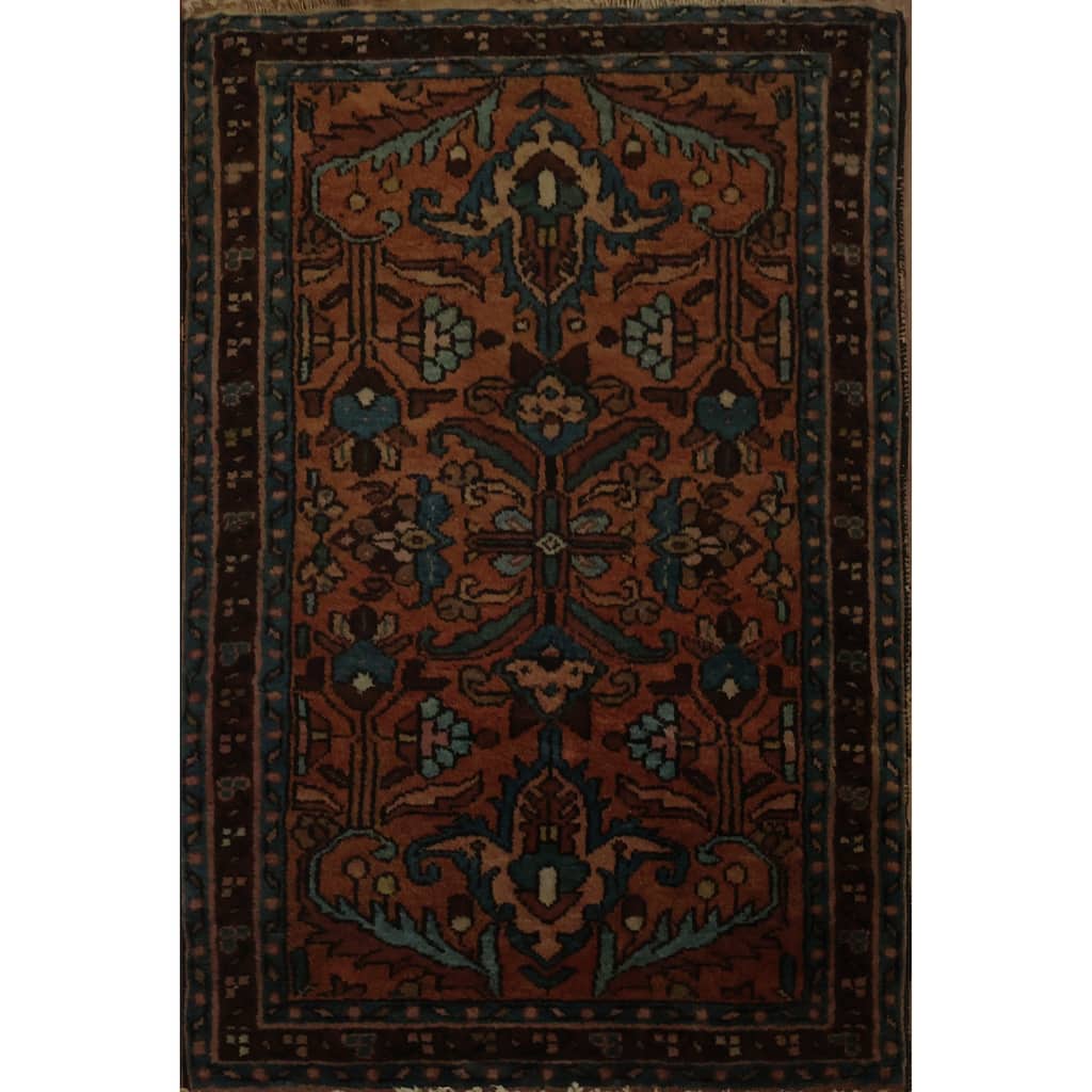 Hand Knotted Oriental 100% Wool Carpet Tribal Oranges & Rust Lilian Area Rug - 3' 0'' X 2' 0''