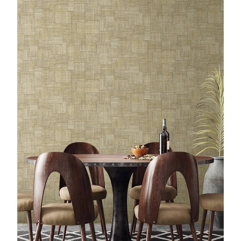 Seabrook Designs Woven Blocks Embossed Vinyl Unpasted Wallpaper