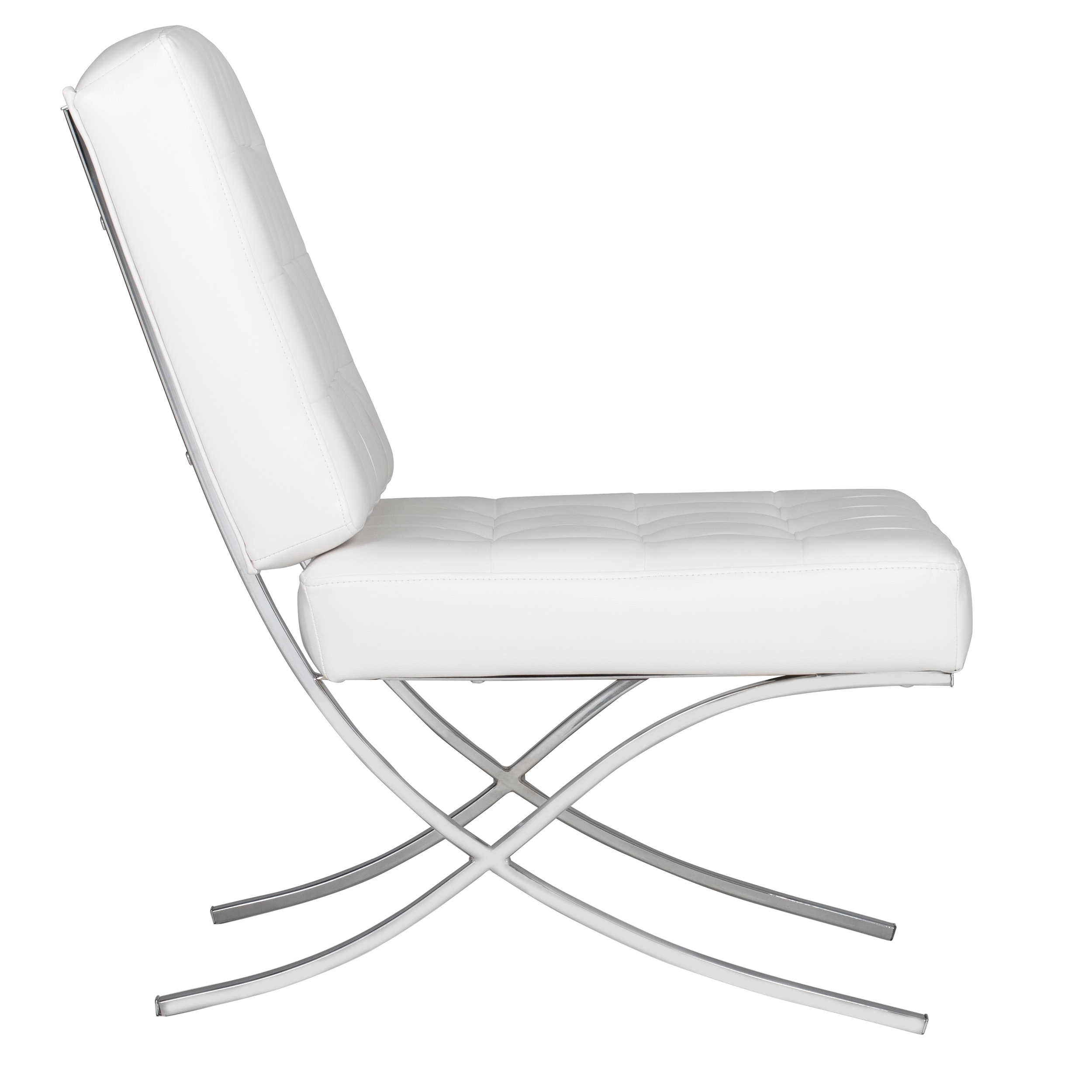 Attriom Modern Leather and Chrome Slipper Chair for Living Room
