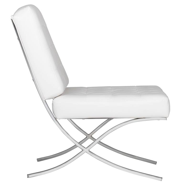 Attriom Bonded Leather and Metal Armless Mid Century Accent Chair - 30.25 x 26 x 34.75"
