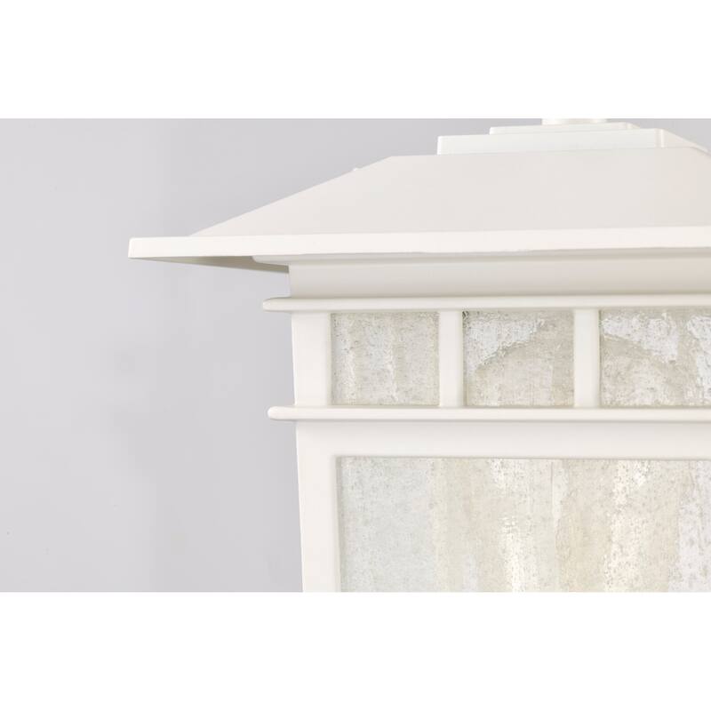 Cove Neck Outdoor Large Post Light Pole Lantern 1 Light White Finish Clear Seeded Glass