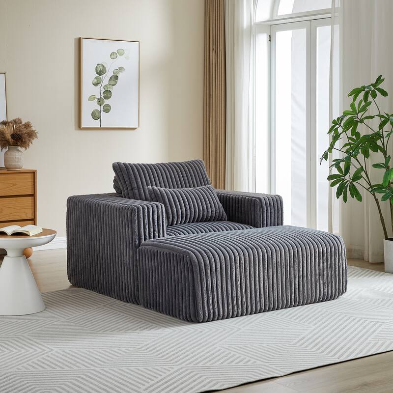 GDFStudio - Amelia Plush Corduroy Recliner Sofa with Removable Footrest for Relaxed Living Room Comfort