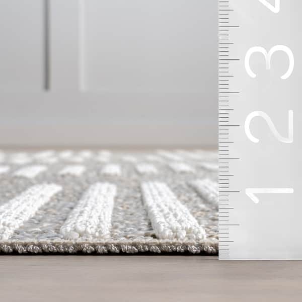 dimension image slide 0 of 2, Nuloom Janiya Abstract Hexagon Machine Washable Area Rug