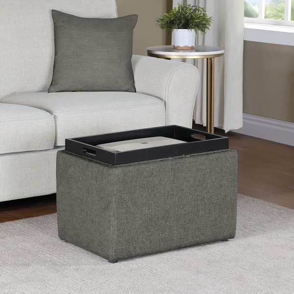 slide 2 of 6, Convenience Concepts Designs4Comfort Accent Storage Ottoman with Reversible Tray Soft Grey
