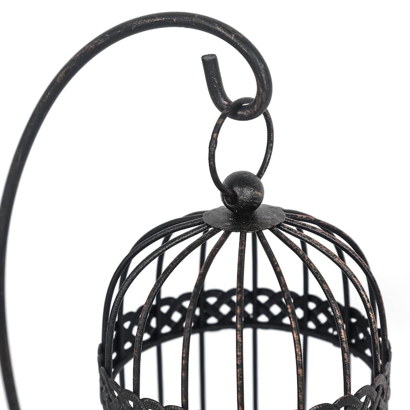 Adeco Birdcage Style Hanging Candle Holder Stand Vintage Lantern