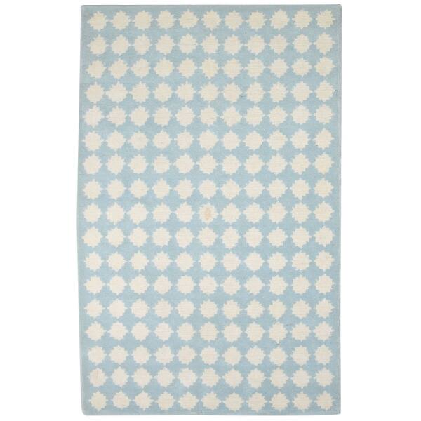 slide 1 of 9, One of a Kind Hand-Tufted Modern & Contemporary 5' x 8' Dots Wool Blue Rug - 5'0"x7'11"