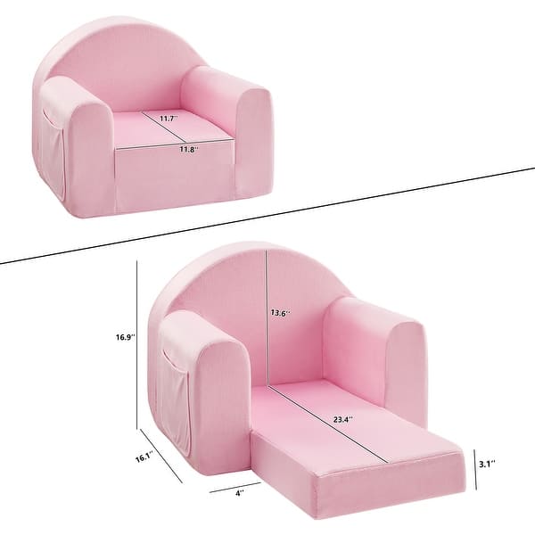 dimension image slide 2 of 4, Kids Couch, Toddler 2-in-1 Convertible Sofa to Lounger