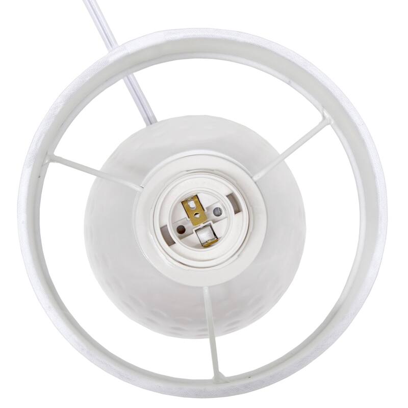 Petite Dimpled Ceramic Table Lamp with Tapered Shade - 12.5" - Off White