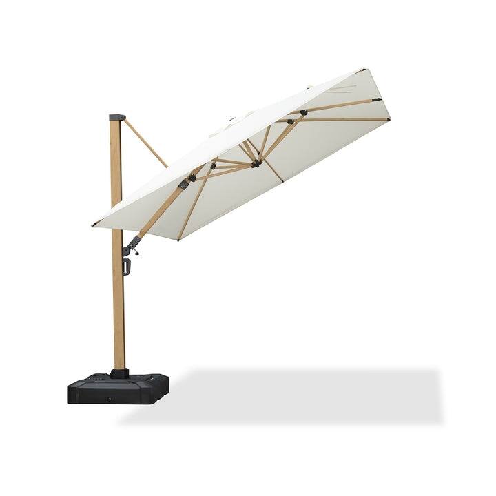 PURPLE LEAF 9x11.5ft Wood Grain Premium Patio Cantilever Umbrella - White