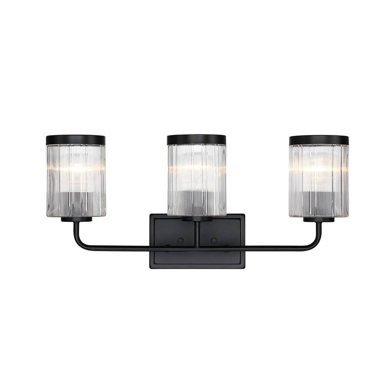 Aspen 24 in. 3-Light Matte Black Vanity Wall Light for Bathrooms - 4.75