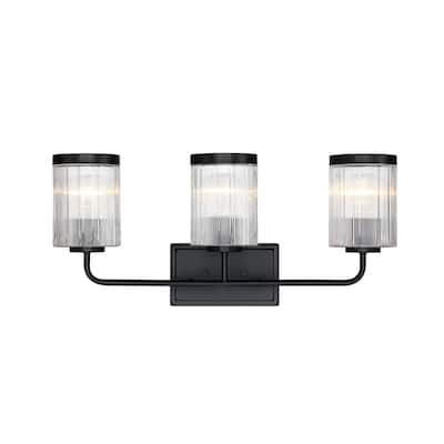 Aspen 24 in. 3-Light Matte Black Vanity Wall Light for Bathrooms - 4.75
