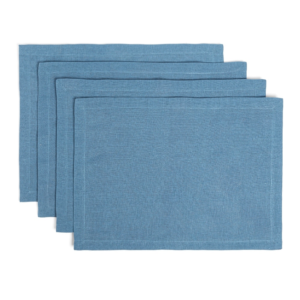 over&back 100% Linen Woven Placemats - Machine Washable - Set of 4