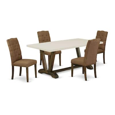 Dining Room Table Set 5 Piece Modern Dinette Set with 4 Parson Chairs - 72