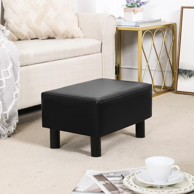 Adeco Footstool Ottoman Faux Leather Foot Rest Stool
