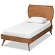 preview thumbnail 1 of 8, Aimi Mid-Century Walnut Brown Finished Wood Twin Size Platform Bed Brown
