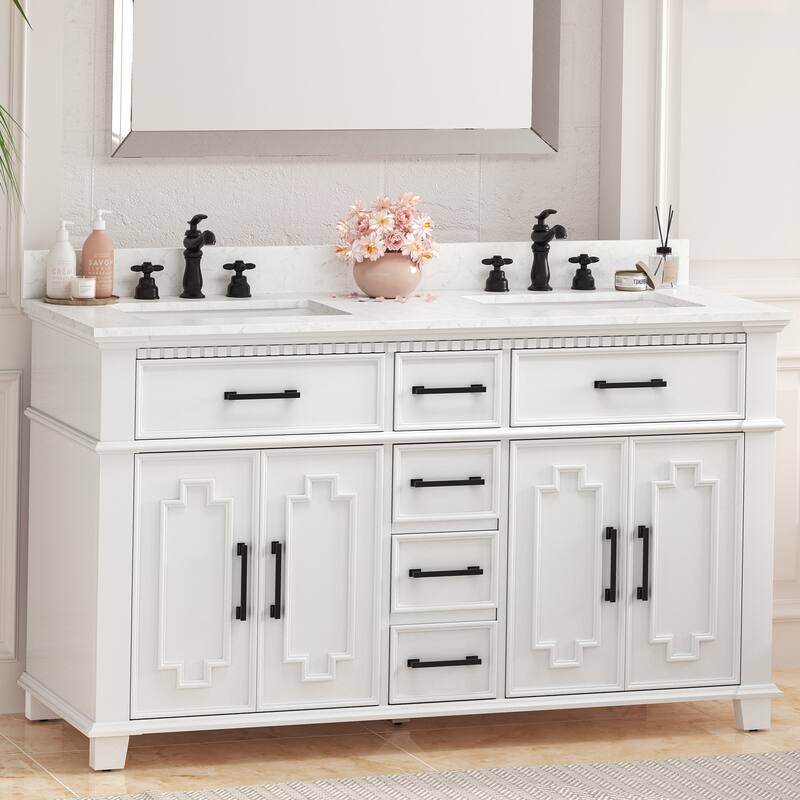 36 Inch Bathroom Vanity with Sink, Soft-Close Sliding Drawers & Cabinet, Bathroom Vanity Cabinet Set in White