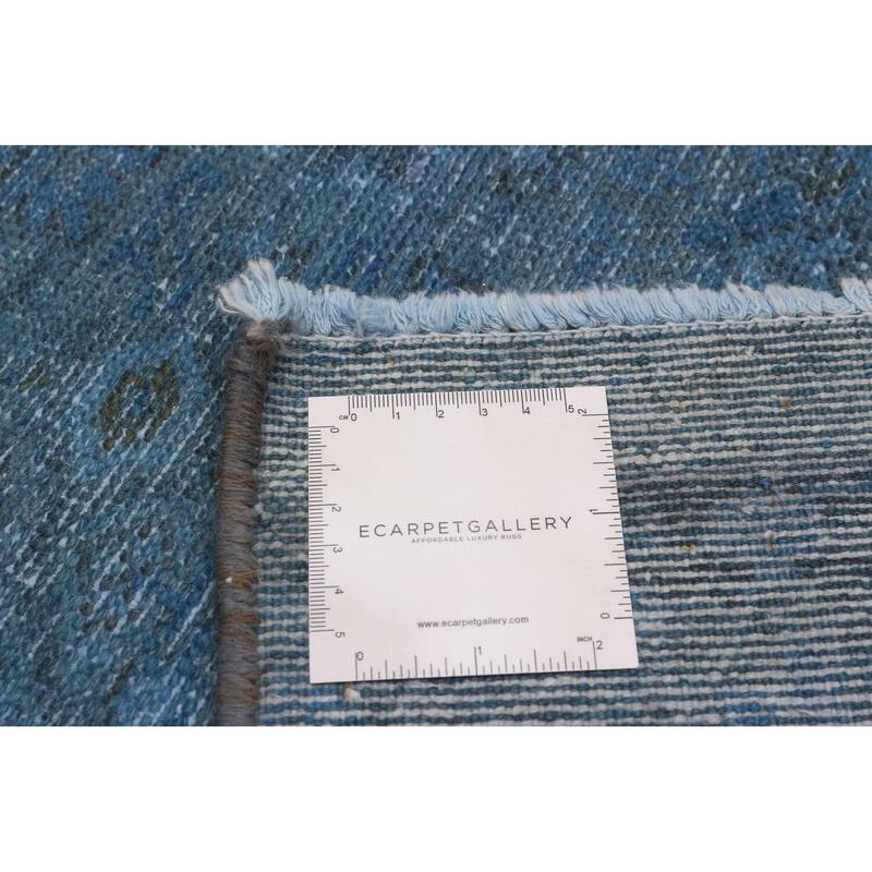 ECARPETGALLERY Hand-knotted Color Transition Sky Blue Wool Rug - 3'6 x 9'8