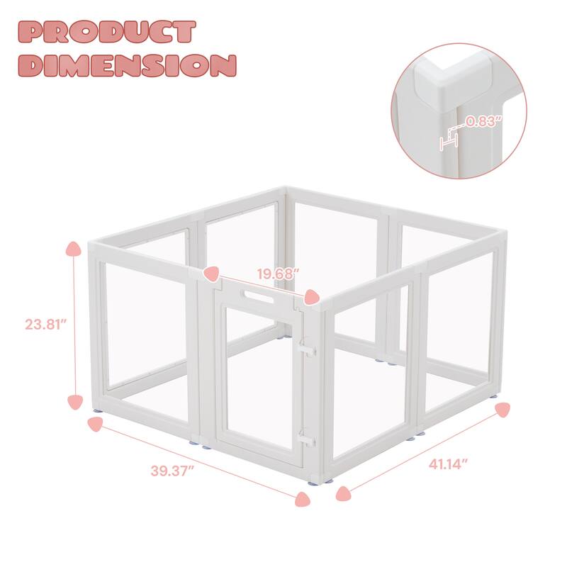 Erommy Clear Pet Pen with Door - Easy Assembly Playpen for Puppies, Cats, Dogs, Rabbits, and Small Animals