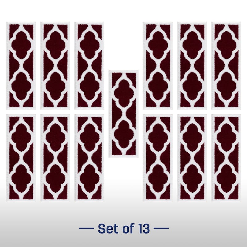 Beverly Rug Stair Treads Carpet Non Slip, Stair Carpet Treads for Wood Stairs Indoor, Trellis, 9''x28''