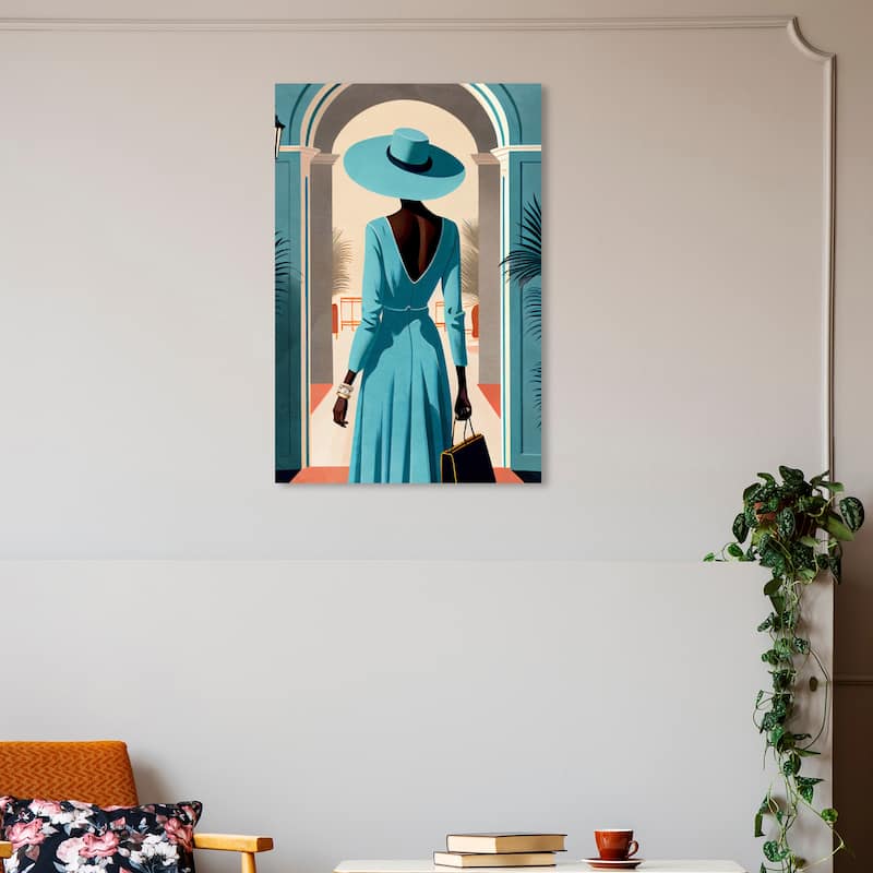 Wynwood Studio Fashion and Glam Set the Stage Blue and Teal Modern & Contemporary Wall Art Canvas Print - 30 x 20