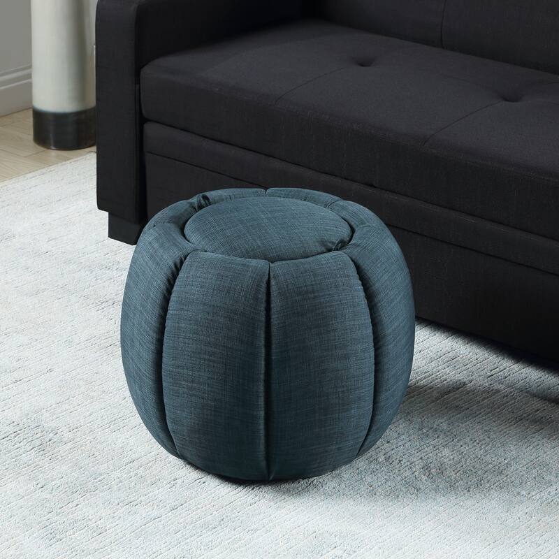 Storage Ottoman with Reversible Tray Lid - Upholstered Storage Seat with Functional Tray Top for Modern Living Room Furniture