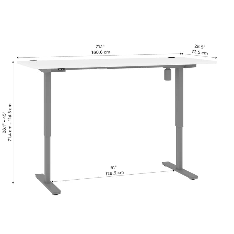 Bestar Upstand 72W x 30D Electric Height-Adjustable Standing Desk