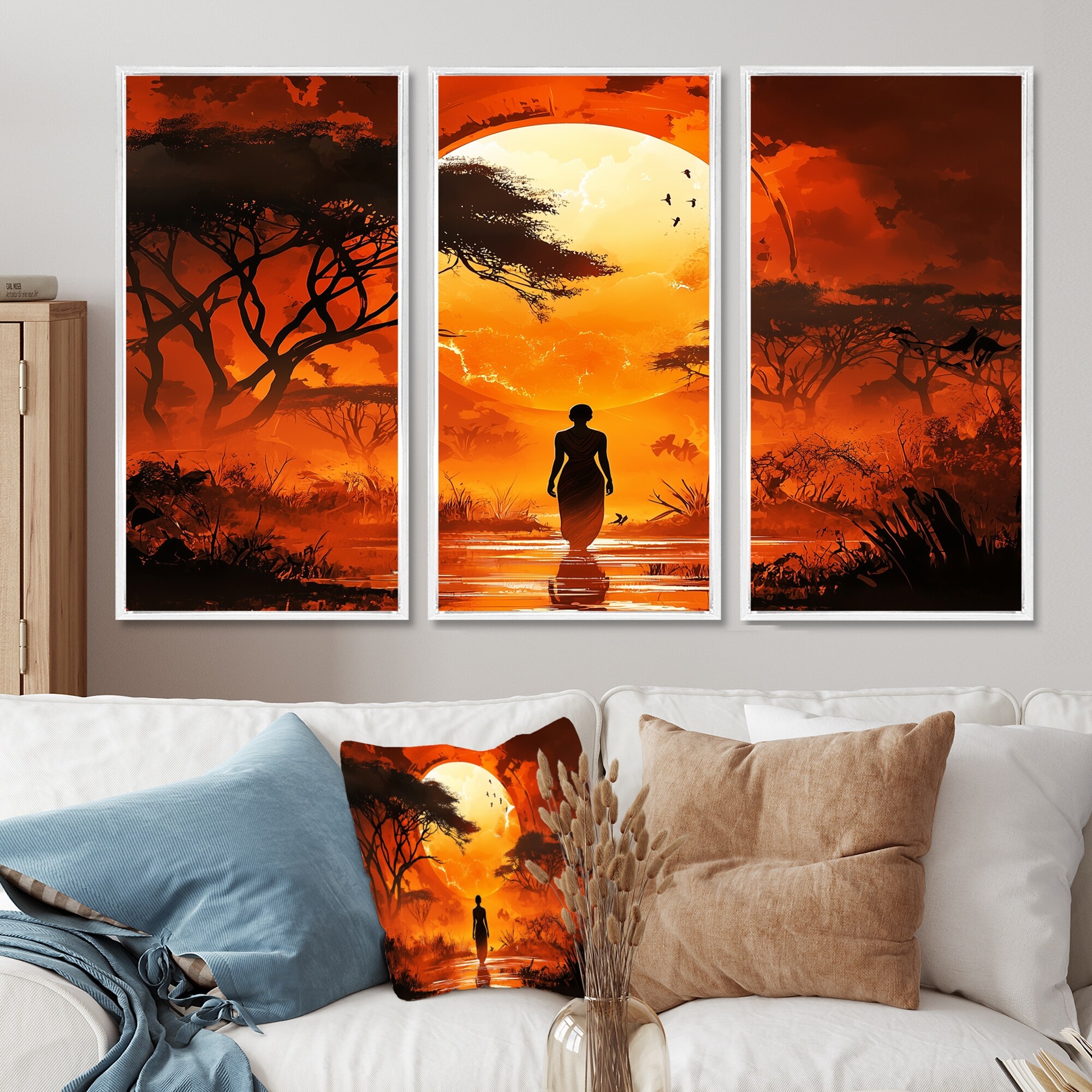 Designart - Orange African Journey I - Africa landscape Wall Art